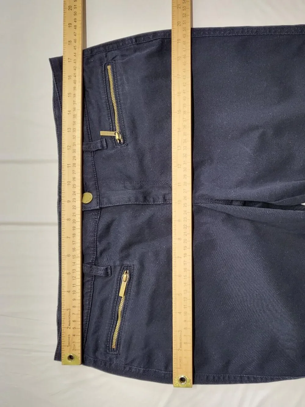 Michael Kors Womens Pants 10 Stretch Chino Twill Tapered Zip-Ankle Navy Blue